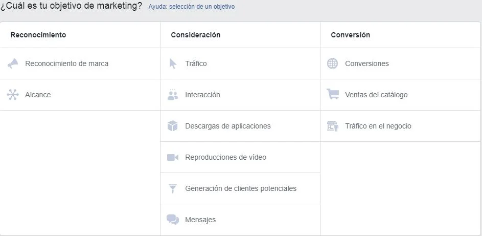 Objetivos de facebook ads en 2021